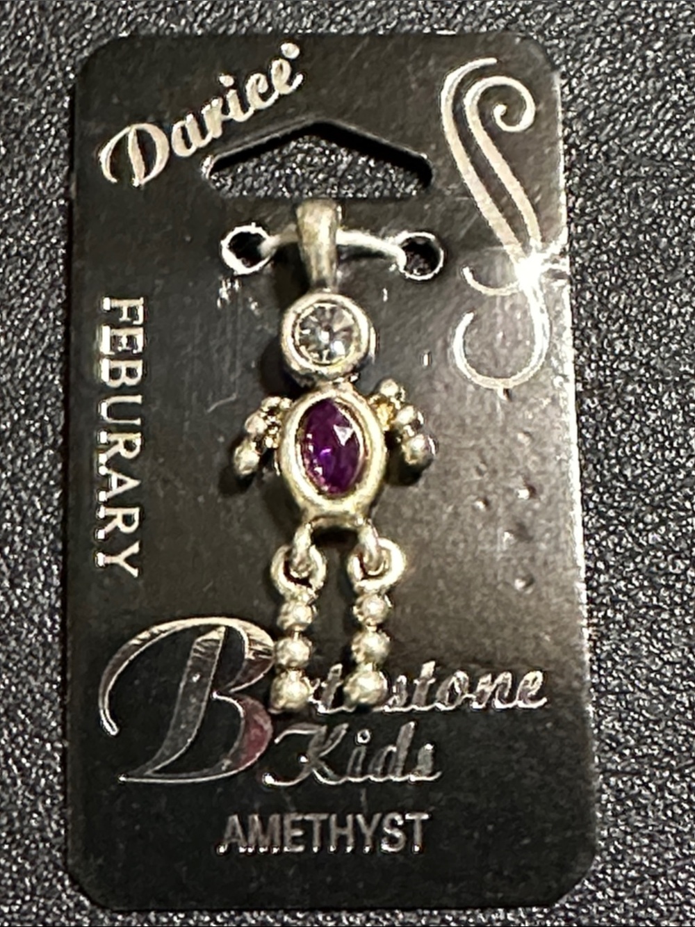35.  Darice Birthstone Kids February Amethyst Stick Boy Charm